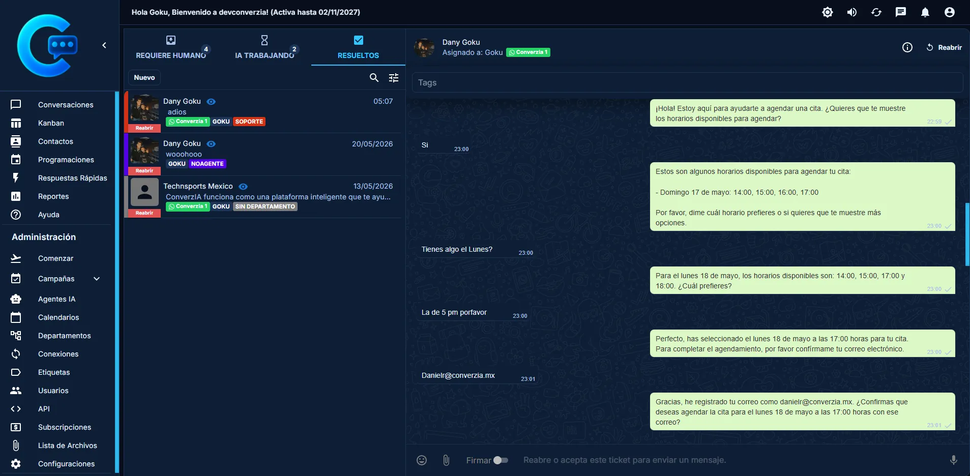 ConverzIA — conversation dashboard
