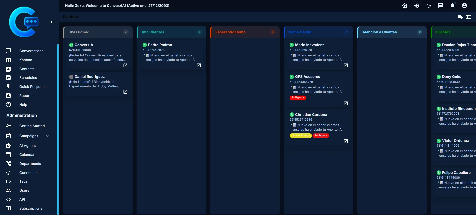 Tablero Kanban de ventas